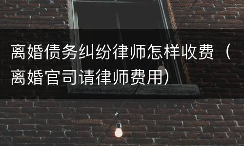 离婚债务纠纷律师怎样收费（离婚官司请律师费用）