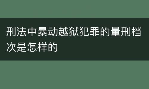 刑法中暴动越狱犯罪的量刑档次是怎样的