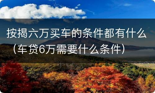 按揭六万买车的条件都有什么（车贷6万需要什么条件）