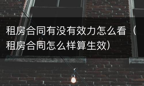 租房合同有没有效力怎么看（租房合同怎么样算生效）