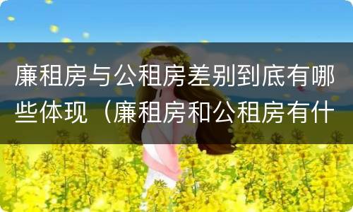 廉租房与公租房差别到底有哪些体现（廉租房和公租房有什么差别）