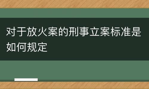 对于放火案的刑事立案标准是如何规定