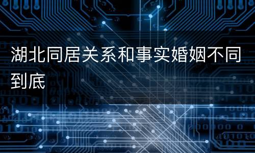 湖北同居关系和事实婚姻不同到底