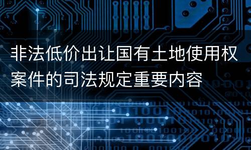 非法低价出让国有土地使用权案件的司法规定重要内容