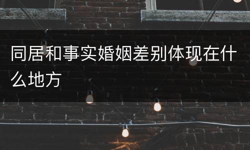 同居和事实婚姻差别体现在什么地方