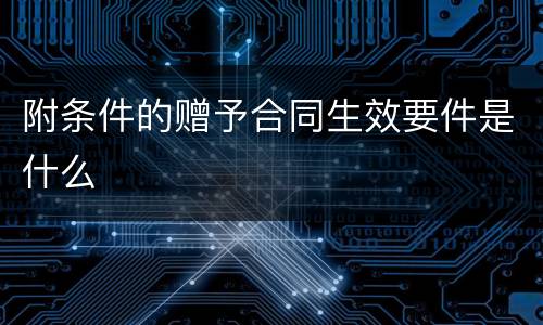 附条件的赠予合同生效要件是什么