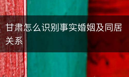 甘肃怎么识别事实婚姻及同居关系