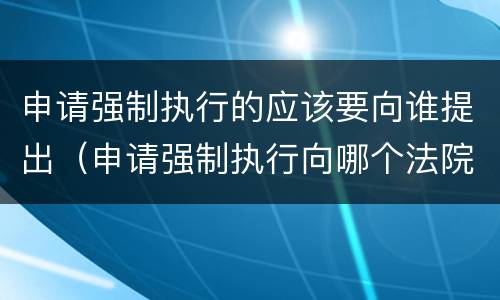 申请强制执行的应该要向谁提出（申请强制执行向哪个法院提出）