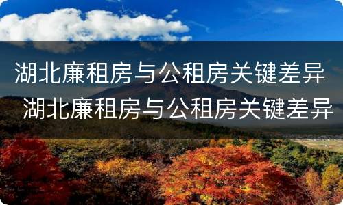 湖北廉租房与公租房关键差异 湖北廉租房与公租房关键差异在哪