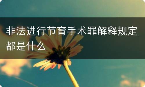 非法进行节育手术罪解释规定都是什么