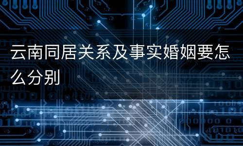 云南同居关系及事实婚姻要怎么分别