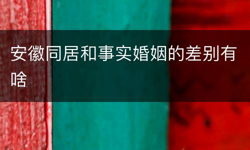 安徽同居和事实婚姻的差别有啥