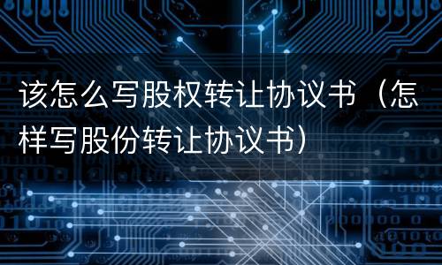 该怎么写股权转让协议书（怎样写股份转让协议书）