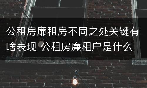 公租房廉租房不同之处关键有啥表现 公租房廉租户是什么