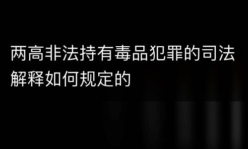 两高非法持有毒品犯罪的司法解释如何规定的