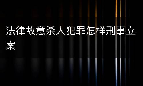 法律故意杀人犯罪怎样刑事立案