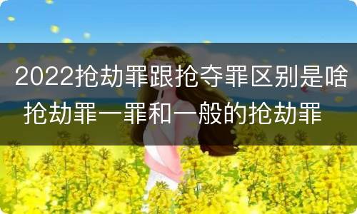 2022抢劫罪跟抢夺罪区别是啥 抢劫罪一罪和一般的抢劫罪