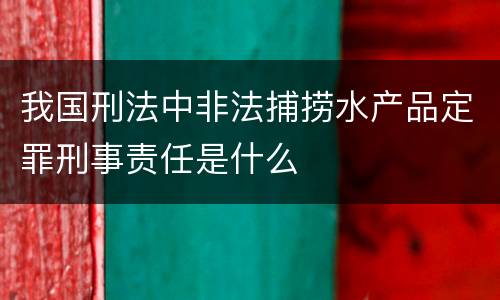 我国刑法中非法捕捞水产品定罪刑事责任是什么