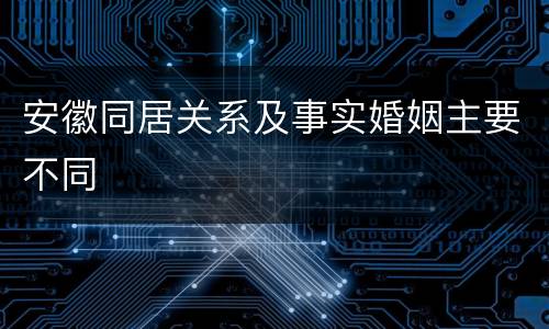 安徽同居关系及事实婚姻主要不同