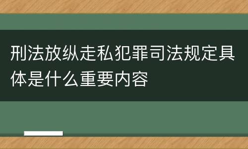 刑法放纵走私犯罪司法规定具体是什么重要内容
