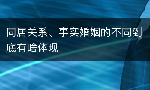 同居关系、事实婚姻的不同到底有啥体现