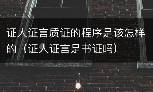 证人证言质证的程序是该怎样的（证人证言是书证吗）