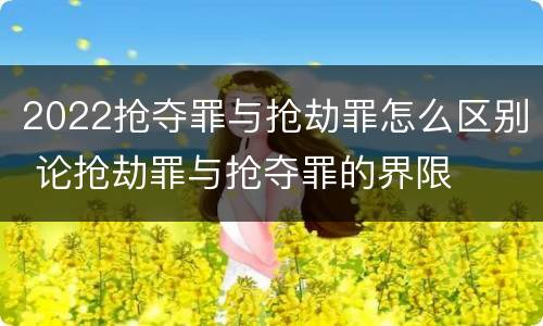 2022抢夺罪与抢劫罪怎么区别 论抢劫罪与抢夺罪的界限