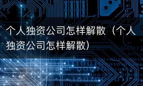 个人独资公司怎样解散（个人独资公司怎样解散）