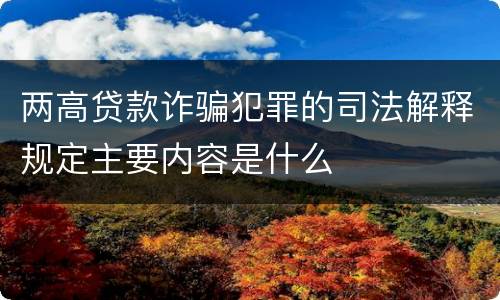 两高贷款诈骗犯罪的司法解释规定主要内容是什么