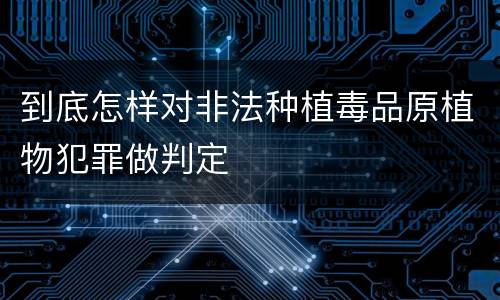 到底怎样对非法种植毒品原植物犯罪做判定