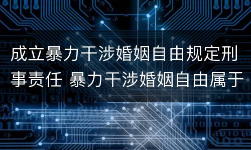 成立暴力干涉婚姻自由规定刑事责任 暴力干涉婚姻自由属于犯罪吗