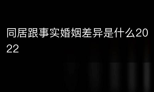 同居跟事实婚姻差异是什么2022