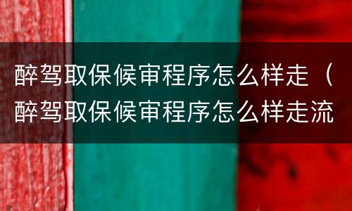 醉驾取保候审程序怎么样走（醉驾取保候审程序怎么样走流程）