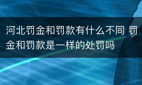 河北罚金和罚款有什么不同 罚金和罚款是一样的处罚吗