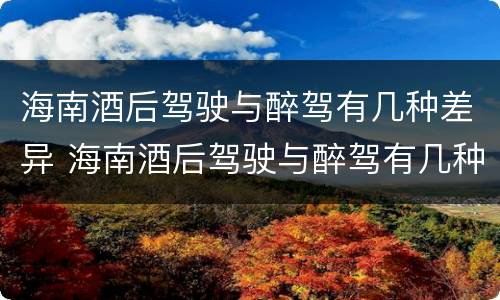 海南酒后驾驶与醉驾有几种差异 海南酒后驾驶与醉驾有几种差异吗