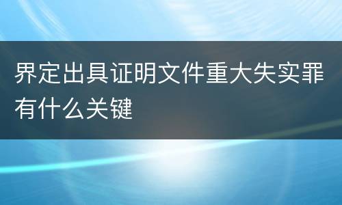 界定出具证明文件重大失实罪有什么关键