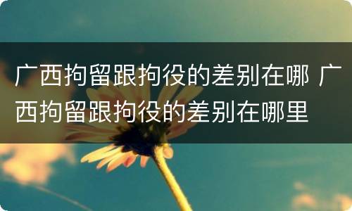 广西拘留跟拘役的差别在哪 广西拘留跟拘役的差别在哪里