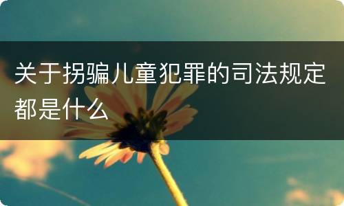关于拐骗儿童犯罪的司法规定都是什么