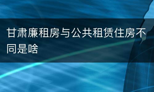 甘肃廉租房与公共租赁住房不同是啥