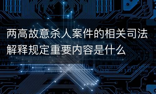 两高故意杀人案件的相关司法解释规定重要内容是什么