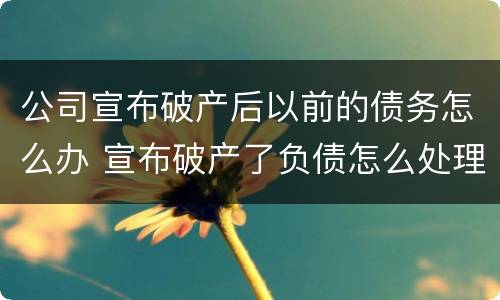 公司宣布破产后以前的债务怎么办 宣布破产了负债怎么处理