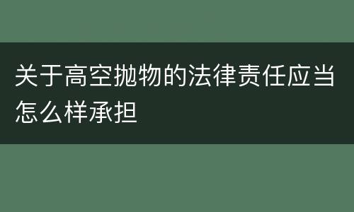 关于高空抛物的法律责任应当怎么样承担
