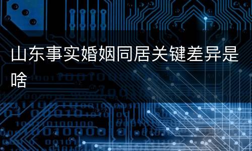 山东事实婚姻同居关键差异是啥