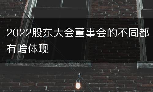 2022股东大会董事会的不同都有啥体现