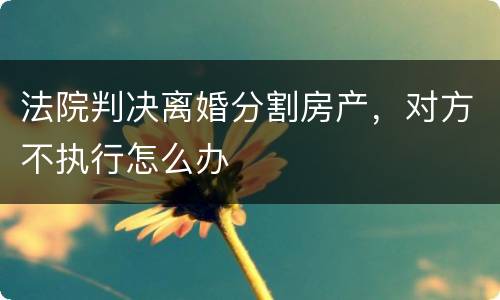法院判决离婚分割房产，对方不执行怎么办