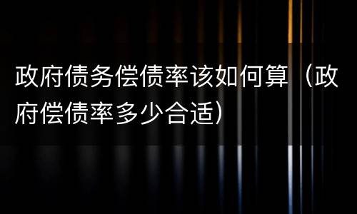 政府债务偿债率该如何算（政府偿债率多少合适）