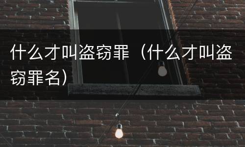 什么才叫盗窃罪（什么才叫盗窃罪名）