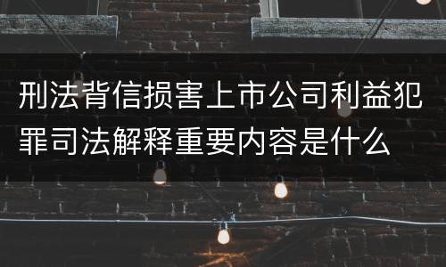 刑法背信损害上市公司利益犯罪司法解释重要内容是什么