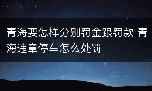 青海要怎样分别罚金跟罚款 青海违章停车怎么处罚