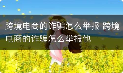 跨境电商的诈骗怎么举报 跨境电商的诈骗怎么举报他